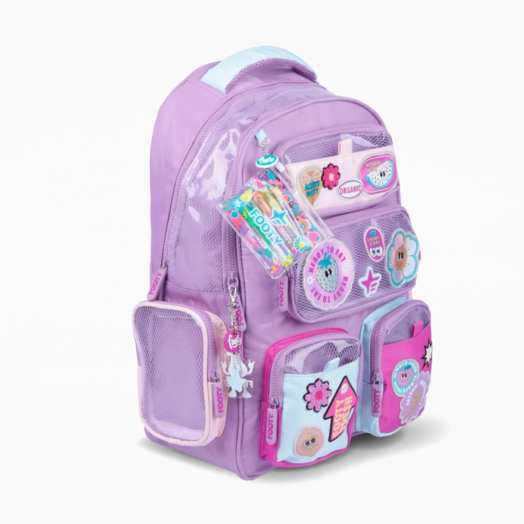 Mochila Escolar Footy 2026 Wonder Pockets Lila 18" Art.F26333